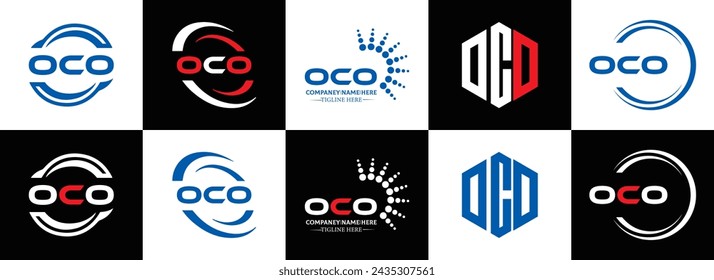 OCO logo. O C O design. White OCO letter. OCO, O C O letter logo design. Initial letter OCO linked circle uppercase monogram logo.