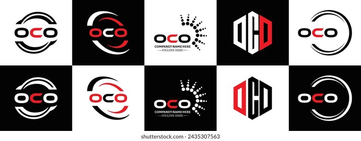 OCO logo. O C O design. White OCO letter. OCO, O C O letter logo design. Initial letter OCO linked circle uppercase monogram logo.