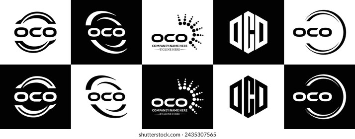 OCO logo. O C O design. White OCO letter. OCO, O C O letter logo design. Initial letter OCO linked circle uppercase monogram logo.