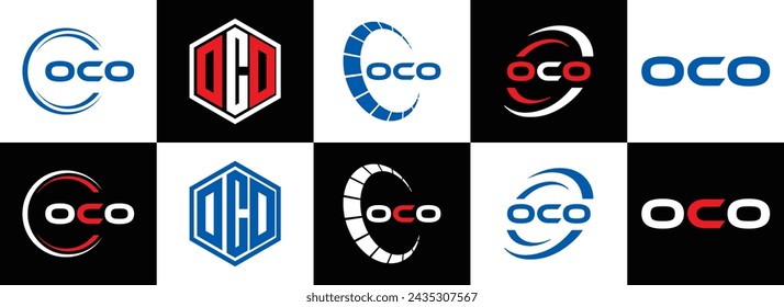 OCO logo. O C O design. White OCO letter. OCO, O C O letter logo design. Initial letter OCO linked circle uppercase monogram logo.