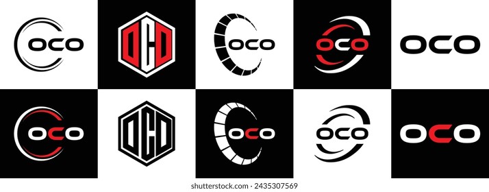 OCO logo. O C O design. White OCO letter. OCO, O C O letter logo design. Initial letter OCO linked circle uppercase monogram logo.