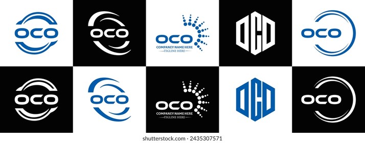 OCO logo. O C O design. White OCO letter. OCO, O C O letter logo design. Initial letter OCO linked circle uppercase monogram logo.