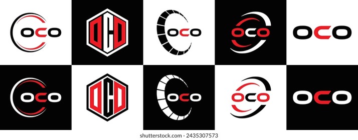 OCO logo. O C O design. White OCO letter. OCO, O C O letter logo design. Initial letter OCO linked circle uppercase monogram logo.