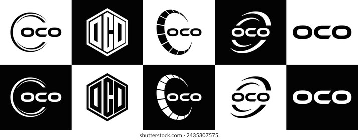 OCO logo. O C O design. White OCO letter. OCO, O C O letter logo design. Initial letter OCO linked circle uppercase monogram logo.