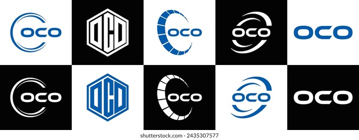 OCO logo. O C O design. White OCO letter. OCO, O C O letter logo design. Initial letter OCO linked circle uppercase monogram logo.