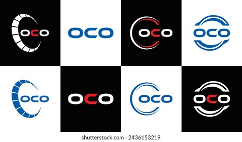 OCO logo. O C O design. White OCO letter. OCO, O C O letter logo design. Initial letter OCO linked circle uppercase monogram logo.