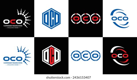 OCO logo. O C O design. White OCO letter. OCO, O C O letter logo design. Initial letter OCO linked circle uppercase monogram logo.