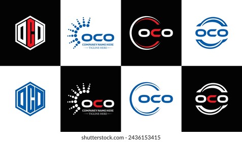 OCO logo. O C O design. White OCO letter. OCO, O C O letter logo design. Initial letter OCO linked circle uppercase monogram logo.