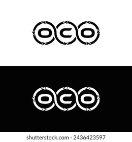 OCO logo. O C O design. White OCO letter. OCO, O C O letter logo design. Initial letter OCO linked circle uppercase monogram logo.