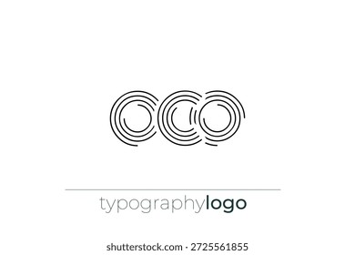 Logotipo moderno da tipografia geométrica OCO. Composição moderna e elegante com uma ilustração de logotipo de tipografia monocromática projetada com linhas intrincadas.