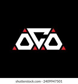 OCO triangle letter logo design with triangle shape. OCO triangle logo design monogram. OCO triangle vector logo template with red color. OCO triangular logo Simple, Elegant, and Luxurious design.