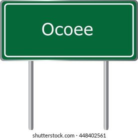 Ocoee , Florida, road sign green vector illustration, road table, USA city
