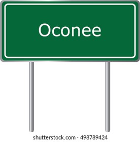 Oconee , Georgia , road sign green vector illustration, road table, USA city