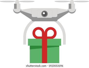 ocopter deliver giftbox for celebration. vector illustration