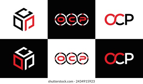 OCP logo. O C P design. White OCP letter. OCP, O C P letter logo design. Initial letter OCP linked circle uppercase monogram logo.