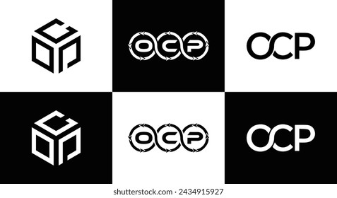 OCP logo. O C P design. White OCP letter. OCP, O C P letter logo design. Initial letter OCP linked circle uppercase monogram logo.