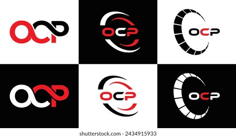 OCP logo. O C P design. White OCP letter. OCP, O C P letter logo design. Initial letter OCP linked circle uppercase monogram logo.