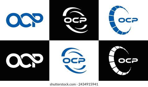 OCP logo. O C P design. White OCP letter. OCP, O C P letter logo design. Initial letter OCP linked circle uppercase monogram logo.