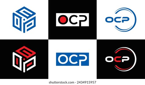 OCP logo. O C P design. White OCP letter. OCP, O C P letter logo design. Initial letter OCP linked circle uppercase monogram logo.