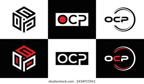 OCP logo. O C P design. White OCP letter. OCP, O C P letter logo design. Initial letter OCP linked circle uppercase monogram logo.