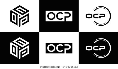 OCP logo. O C P design. White OCP letter. OCP, O C P letter logo design. Initial letter OCP linked circle uppercase monogram logo.