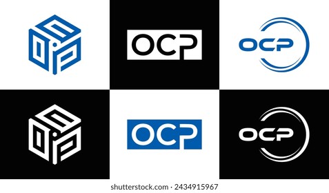 OCP logo. O C P design. White OCP letter. OCP, O C P letter logo design. Initial letter OCP linked circle uppercase monogram logo.