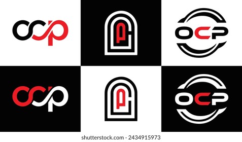 OCP logo. O C P design. White OCP letter. OCP, O C P letter logo design. Initial letter OCP linked circle uppercase monogram logo.