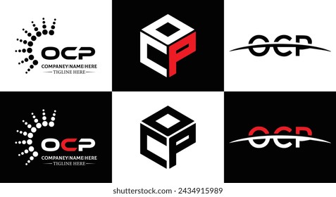 OCP logo. O C P design. White OCP letter. OCP, O C P letter logo design. Initial letter OCP linked circle uppercase monogram logo.