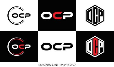 OCP logo. O C P design. White OCP letter. OCP, O C P letter logo design. Initial letter OCP linked circle uppercase monogram logo.