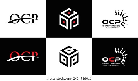 OCP logo. O C P design. White OCP letter. OCP, O C P letter logo design. Initial letter OCP linked circle uppercase monogram logo.