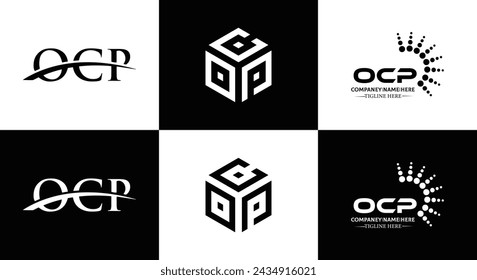 OCP logo. O C P design. White OCP letter. OCP, O C P letter logo design. Initial letter OCP linked circle uppercase monogram logo.