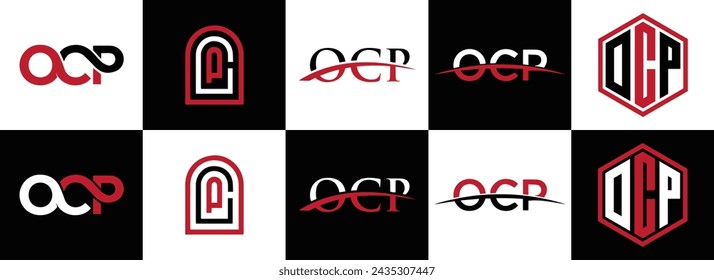 OCP logo. O C P design. White OCP letter. OCP, O C P letter logo design. Initial letter OCP linked circle uppercase monogram logo.