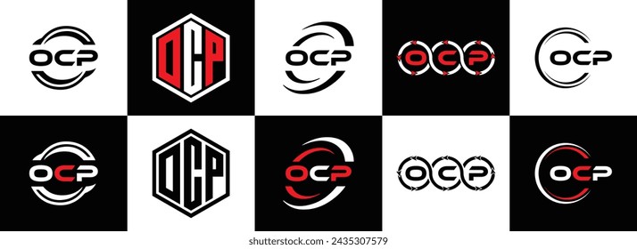 OCP logo. O C P design. White OCP letter. OCP, O C P letter logo design. Initial letter OCP linked circle uppercase monogram logo.