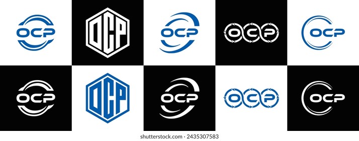 OCP logo. O C P design. White OCP letter. OCP, O C P letter logo design. Initial letter OCP linked circle uppercase monogram logo.