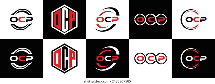 OCP logo. O C P design. White OCP letter. OCP, O C P letter logo design. Initial letter OCP linked circle uppercase monogram logo.