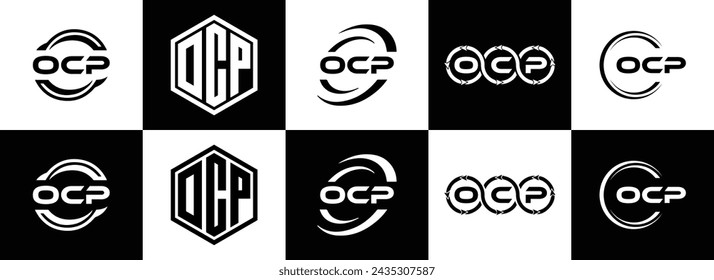 OCP logo. O C P design. White OCP letter. OCP, O C P letter logo design. Initial letter OCP linked circle uppercase monogram logo.