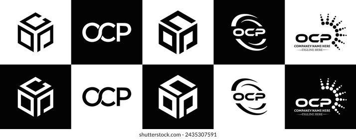 OCP logo. O C P design. White OCP letter. OCP, O C P letter logo design. Initial letter OCP linked circle uppercase monogram logo.