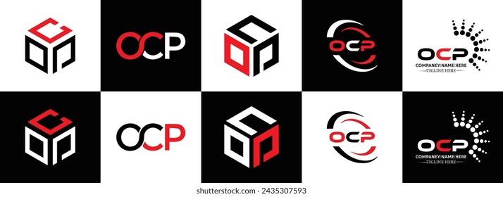 OCP logo. O C P design. White OCP letter. OCP, O C P letter logo design. Initial letter OCP linked circle uppercase monogram logo.