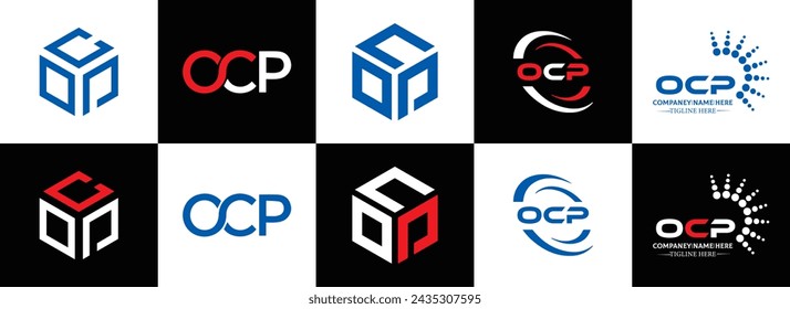 OCP logo. O C P design. White OCP letter. OCP, O C P letter logo design. Initial letter OCP linked circle uppercase monogram logo.