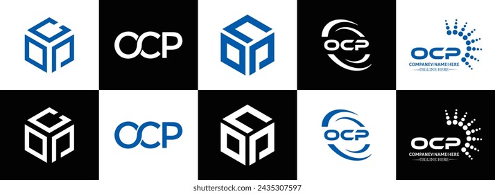 OCP logo. O C P design. White OCP letter. OCP, O C P letter logo design. Initial letter OCP linked circle uppercase monogram logo.