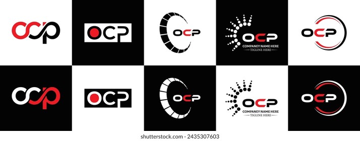 OCP logo. O C P design. White OCP letter. OCP, O C P letter logo design. Initial letter OCP linked circle uppercase monogram logo.