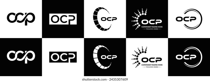 OCP logo. O C P design. White OCP letter. OCP, O C P letter logo design. Initial letter OCP linked circle uppercase monogram logo.