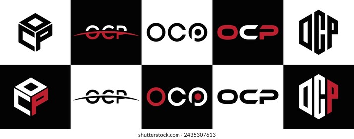 OCP logo. O C P design. White OCP letter. OCP, O C P letter logo design. Initial letter OCP linked circle uppercase monogram logo.