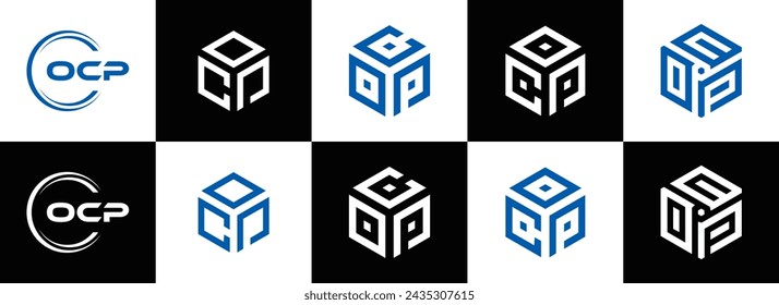 OCP logo. O C P design. White OCP letter. OCP, O C P letter logo design. Initial letter OCP linked circle uppercase monogram logo.