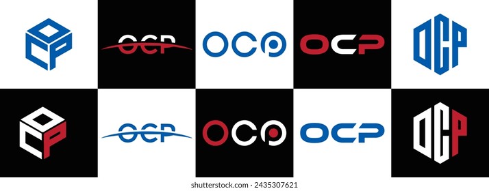 OCP logo. O C P design. White OCP letter. OCP, O C P letter logo design. Initial letter OCP linked circle uppercase monogram logo.