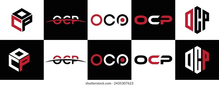 OCP logo. O C P design. White OCP letter. OCP, O C P letter logo design. Initial letter OCP linked circle uppercase monogram logo.