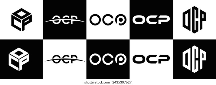 OCP logo. O C P design. White OCP letter. OCP, O C P letter logo design. Initial letter OCP linked circle uppercase monogram logo.