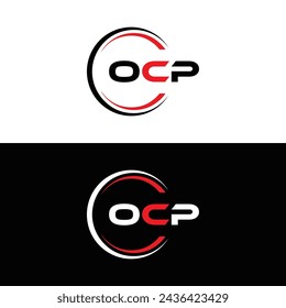 OCP logo. O C P design. White OCP letter. OCP, O C P letter logo design. Initial letter OCP linked circle uppercase monogram logo.