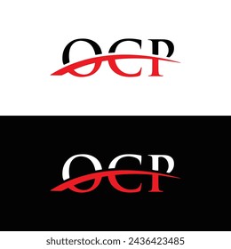 OCP logo. O C P design. White OCP letter. OCP, O C P letter logo design. Initial letter OCP linked circle uppercase monogram logo.