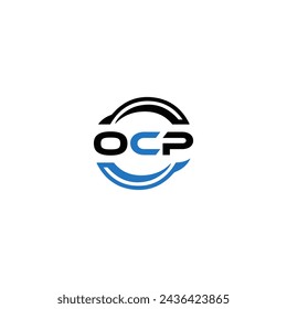 OCP logo. O C P design. White OCP letter. OCP, O C P letter logo design. Initial letter OCP linked circle uppercase monogram logo.